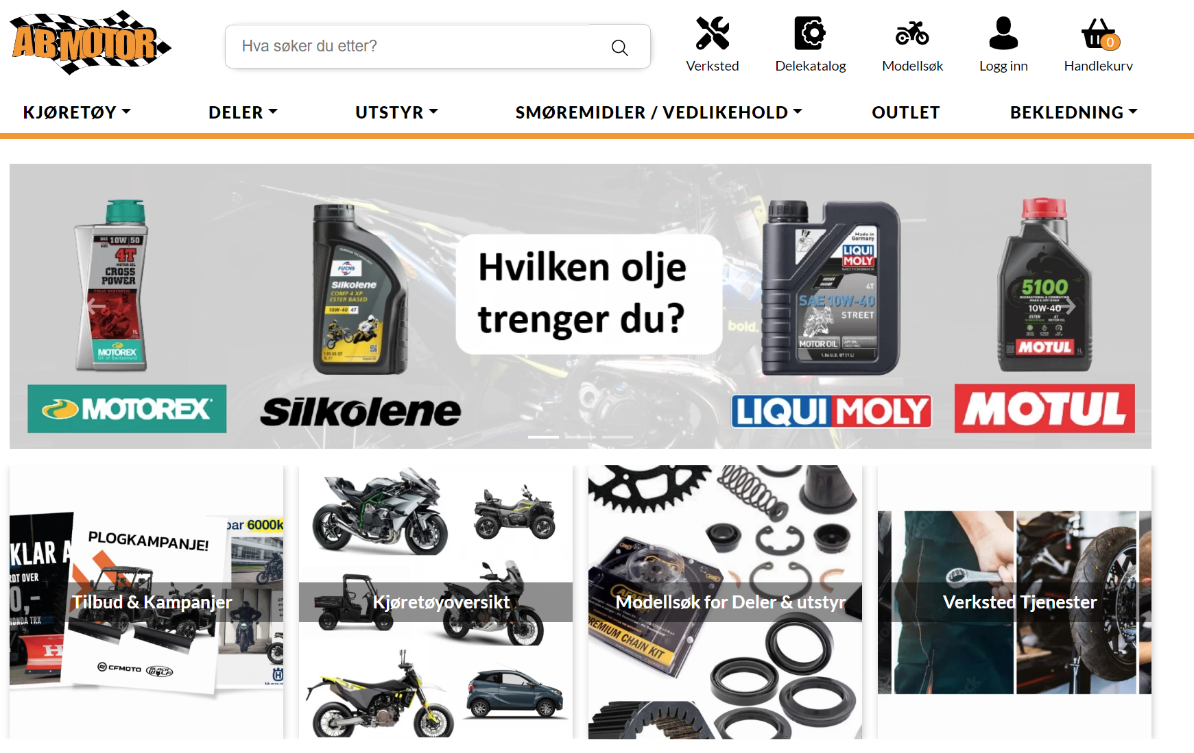 Forhåndsvisning av ny nettbutikk fra AB Motor
